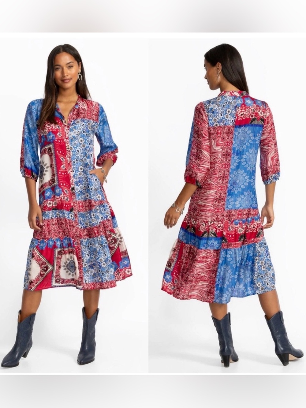 ⭐️ NWT Johnny Was Silk Cornelia Dress Mayborn Scarf; XS.  MSRP $458